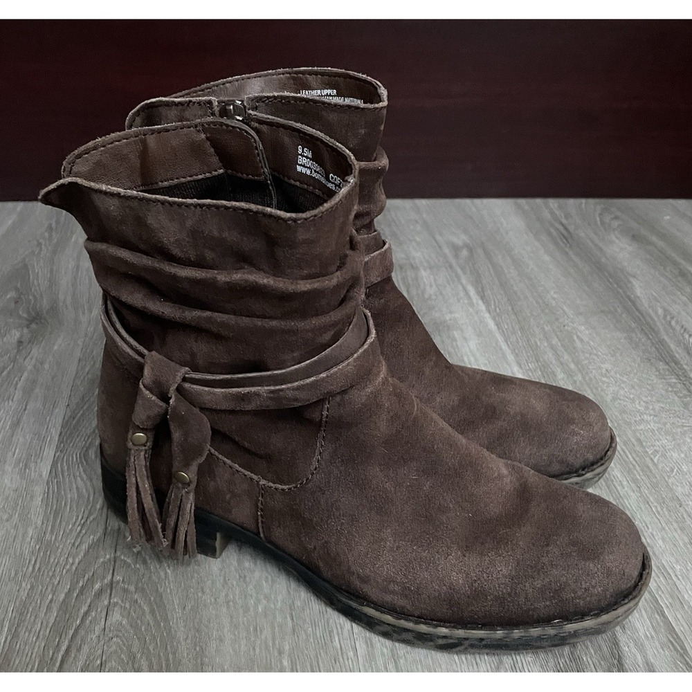 Born Ouvea Boots Women's Size 9.5 M Suede Braided Strap Booties